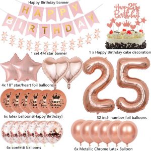 CAUC-Ballon Or Rose 25 Ans Anniversaire Femme - D&eacute;coration F&ecirc;te - Neuf