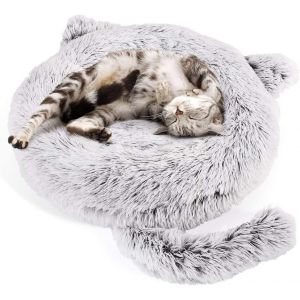 Subzonal-Donut Cat Type Lit Pour Animaux De Compagnie En Peluche Douce Lit Rond Pour Animaux De Compagnie Antid&eacute;rapant Sur Le Mini Lit De Chat Moyen - Neuf