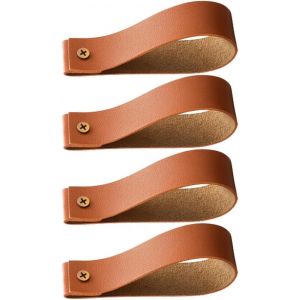 ERYI-Lot De 4 Crochets Muraux En Cuir - Sangles De Suspension Fixées Au Mur - Support De Tringle À Rideau En Cuir - Porte-Serviette - Crochet De Suspension Pour Bateau - Pour Maison De Ferme Et - Neuf