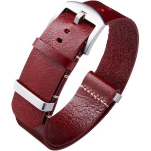 Eryi-Bracelets De Montres En Cuir Remplacement Bracelet Pour Montre En Cuir Huilé Crazy Horse 18mm 19mm 20mm 21mm 22mm 24mm Bracelets En Une Seule Pièce Pour Homme Et Femme Avec Boucle Argent/Noir - Neuf