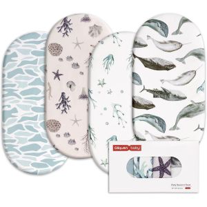 Lot De 4 Draps-Housses Pour Couffin, 100 % Microfibre Oeko-Tex100, Confortables Et Respirants Pour Berceau De B&eacute;b&eacute; Gar&ccedil;on Et Fille, Faciles D'entretien, Doux - Neuf