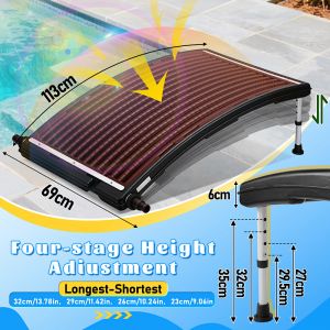1x Chauffage Solaire pour Piscine - 110x65x14cm - R&eacute;chauffeur Chauffage Solaire R&eacute;sistant aux Intemp&eacute;ries PEHD Noir - Neuf