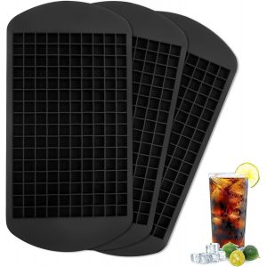Kalanka-3 Pi&egrave;ces Bac A Glacon, 160 Petits Glacons Moule, 24x12cm R&eacute;utilisables Bac Glacon Silicone Pour Cocktails, Whisky, Cuisine, Bar (Noir) - Neuf