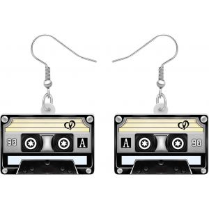Kal-Acrylic Fun Vintage Boucles D'oreilles Cassette Tape Radio Bijoux Rétro Pour Femmes Filles 80s 90s Cadeaux Nostalgiques Fête Favors - Neuf