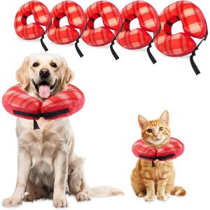 Collier Collerette Gonflable Pour Chien, Collerette Chien Gonflable Avec Velcro Réglable, Collerette Chat, Adapté À La Chirurgie Ou À La Guérison Des Plaies, Anti-Léchage (Rouge-A, S) - Neuf