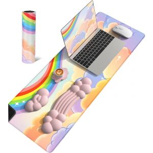 Manbasnake Cloud Mouse Pad Wrist Support Keyboard Wrist Rest Set With Ergonomic Memory Foam,Non-Slip Base,Cloud Coasters For Home,Office,Laptop,Desktop Computer,Easy Typing Pain Re[ZHB0923] - Neuf