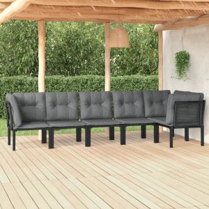 Prolenta Premium - Salon De Jardin 6 Pcs Noir Et Gris R&eacute;sine Tress&eacute;e - Neuf