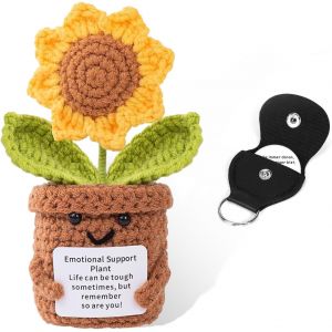 TRAHOO-Soutien &Eacute;motionnel Cadeau Sunflower Poup&eacute;e Positive en Tricot Tournesol Tricot&eacute; Poup&eacute;e Cadeau de Soutien &Eacute;motionnel Pocket Hug Mini Peluche avec Cartes Positives Cadeaux de Tournesols Fait &agrave; l - Neuf