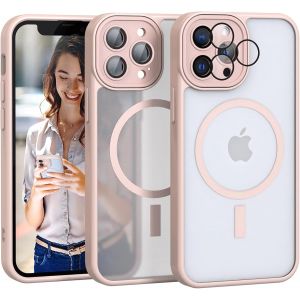 Kal-Magnétique Coque Iphone 13 Pro Compatible Magsafe [Protection Caméra Intégrée] Housse Ultra Fine Anti-Choc -Dos Translucide Mat + Bordure Tpu Souple - Neuf