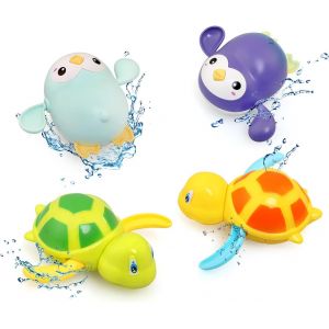 KAL-Jouets De Bain Bebe, Jeux De Bain Pour Bebe, 4 Pcs Jouet Flottant Pingouin Tortue, Jeux Piscine Enfant Pour 18+ Mois, Jouet De Bain Enfant, Baignoire Bébé Piscine Jouet - Neuf