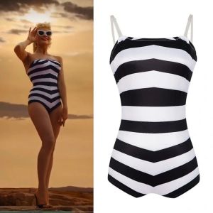 (M)Barbie Héroïne Maillot de bain noir et blanc Cos Vêtements Barbie Plage Halloween Cosplay - Neuf