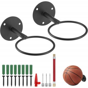 Acdsgd-2pcs Support De Balle Mural, Robuste Support Ballon Basket, Pr&eacute;sentoir De Support Mural Pour Ballon, Porte Ballon Mural Sport Rugby Basket Foot, Support Ballon Avec Vis Et Kit De Gonflage - Neuf