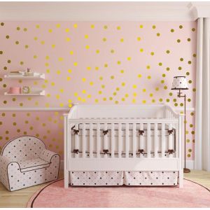 Trahoo-[270 Pièces] Stickers Muraux Pois Doré I Autocollant Rond Cercle Point Or Dorés I Déco Chambre Enfant Bébé Fille & Garçon Mur & Meuble (Disponible En 3 Couleurs: Noir/Argenté/Doré) - Neuf
