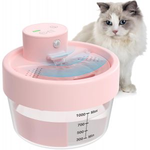 Fontaine A Eau Chat Sans Fil, 1l Distributeur Eau Pour Chat Et Chien Avec Detecteur De Mouvement, Super Silencieuse Fontaine Eau Chat Capteur Automatique, 3 Modes De Travail, Rose - Neuf