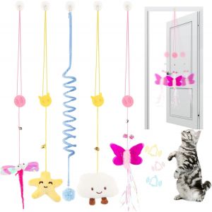Lot De 5 Jouets Pour Chat-Cadre De Porte Suspendu Interactif Avec Clochette-Jouet Pour Sorties - Neuf