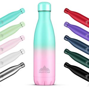 Cheng-L'o Gourde Isotherme - Bouteille Isotherme Sans Bpa - Gourde Inox 1l, 24h Froid & 12h Chaud - Bouteille D'eau En Acier - Gourde 1l, Cyan & Rose - Neuf