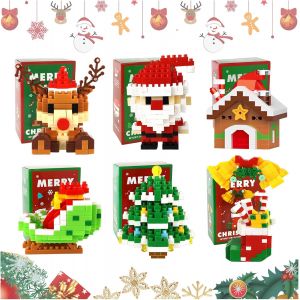 KALANKA-Ensemble Blocs Construction Th&egrave;me No&euml;l - 6 Pi&egrave;ces Mini Blocs de Construction de No&euml;l Comprenant Le P&egrave;re No&euml;l, Sapin de No&euml;l, Renne, Blocs Construction No&euml;l pour Enfants, Cadeaux de No&euml;l - Neuf