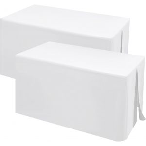 KALANKA-Lot de 2 Nappes de Table Blanc, Nappe Rectangulaire Ajust&eacute;e pour Tables Pliantes, Housse de Table en Tissu Lavable pour Salon d'artisanat, Exposition, F&ecirc;tes, Mariages, Ev&eacute;nements (180 x 75 x - Neuf