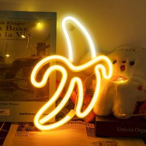 Banane Enseignes Au Néon,Jaune Blanc Banane Néons Fruits Panneau Lumineux LED Veilleuse Néon Enseignes Au pour Mur Chambre Enfants Restaurant - Neuf