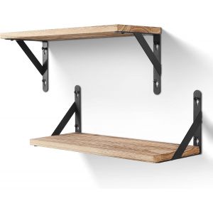 Eryi-Lot De 2 Étagères Murales En Bois - Profondeur : 15 Cm - Longueur : 42,5 Cm - Pour Salon, Chambre À Coucher, Salle De Bain, Cuisine, Bureau - Neuf