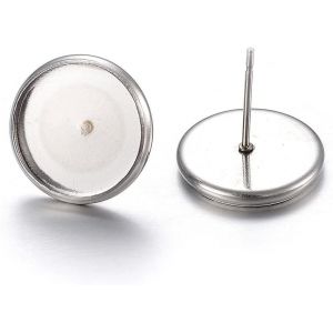 Kal-Lot De 100 Boucles D'oreilles &Agrave; Tige En Acier Inoxydable Pour Cabochon De 8 Mm Pour Fabrication De Bijoux - Neuf