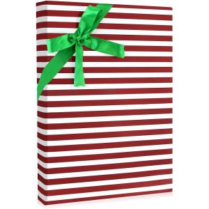 Kalanka-Papier Cadeau De No&euml;l Rouge Et Blanc Pour Homme Et Femme, Feuille D'aluminium Holographique &Agrave; Rayures En Sucre D'orge, 1 Mini Rouleau De 43 X 300 Cm Par Rouleau, Pli&eacute; &Agrave; Plat, Pour Anniversair - Neuf