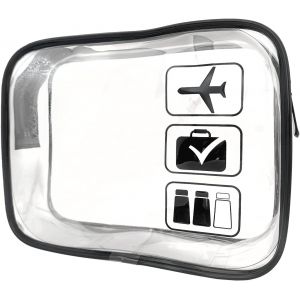 KALANKA-Trousse de Toilette Avion Cabine Trousse de Toilette Transparent Voyage Trousse pour Femme Homme - 19cmX15cm (Noir) - Neuf