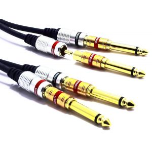 Adaptateur Jack 6.35Mm Vers Rca Femelle Lot De 2 Cinch Vers Jack 6.35 Mono Ts M&acirc;le Connecteur[Z1379] - Neuf