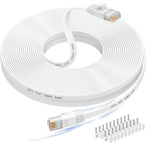 Câble Ethernet 15M, Rj45 Cat 6 Cable Réseau, Cable Internet Haut Débit Avec Connecteur Testeur Rj45 Pour Modem Routeur Swtich, Compatible En Amont Avec Le Cable Ethernet Cat 7/Cat [CAB9166554] - Neuf