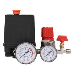 MEVRONISSHOP-Compresseur d'air 12 bar, Pressostat Compresseur d'air, pour r&eacute;gulateur de soupape de commande de commutateur, 0.05-1.2Mpa, 3000L/min, Connector: 2-G1/4, Gauge diameter: G1/8 240V, 30-18 - Neuf