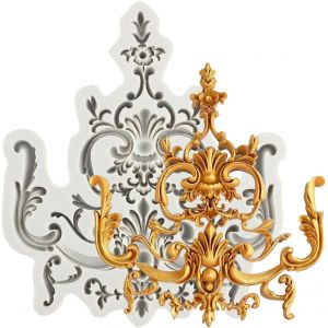 Kal-Moule À Fondant Baroque En Silicone Avec Bordure En Dentelle Sculptée 3d Pour Décoration De Gâteaux, Décoration De Cupcakes, Pâte À Sucre, Pâte À Sucre, Pâte Polymère - Neuf
