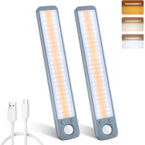 Lampe De Placard, Rechargeable Led Cuisine Detecteur Mouvement Avec 3 Modes De Capteur/3 Couleurs/Gradable, Éclairage Led Sous Meuble Lumière Sans Fil Avec Batterie Longue Durée À Armoire - Neuf