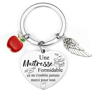 KAL-Porte Clef Ma&icirc;tresse Cadeau Ma&icirc;tresse Porte Cl&eacute;s Ma&icirc;tresse Cadeau Merci Cadeau Femme Cadeau Anniversaire Femme Porte Clef Merci Porte Cle Ma&icirc;tresse D'&Eacute;cole Porte Clef Merci Ma&icirc;tresse Merci Cadeau - Neuf