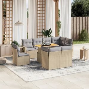 Prolenta Premium - Salon De Jardin Avec Coussins 9 Pcs Beige R&eacute;sine Tress&eacute;e - Neuf