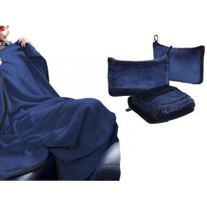 Couverture et oreiller de voyage avec ceinture de bagage et clip pour sac &agrave; dos - Bleu - Neuf