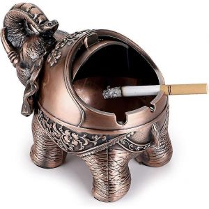 Cendrier coupe-vent vintage avec couvercles - Retro Elephant Modeling Cendrier de table Porte-cendres à cigare pour l'extérieur et l'intérieur,Retro Home Offic - Neuf