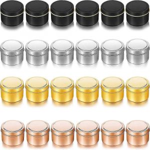 24 pièces bougies boîtes 4 oz bougies bocaux,boîtes de conserve en métal bricolage bougie vides boîtes rondes bougie récipient - Neuf