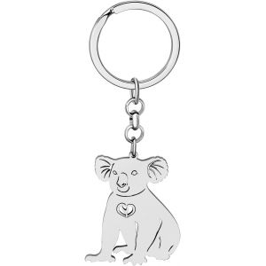 KAL-Porte-Clés Ours Koala D'Australie Acier Inoxydable Koala Cadeaux Pour Femmes Filles Sac À Main Clé De Voiture Charms - Neuf