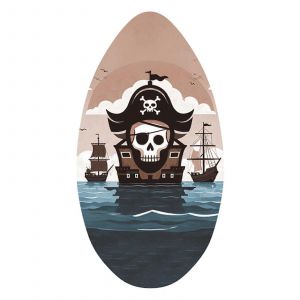 Skimboard de 35 Pouces de Bateau de Pirate de Conception, satin&eacute;, Bois de Construction, Corps L&eacute;ger pour les Enfants et les Adolescents - Neuf