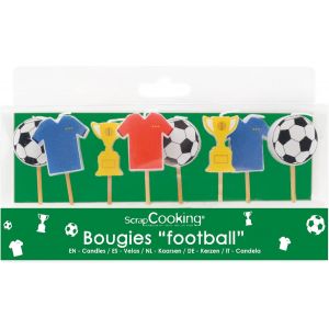Eryi-Scrap Cooking - Kit De 8 Bougies Football - Décoration Foot Pour Gâteau Anniversaire, Dessert, Pâtisserie - Bois Paraffine Gâteau - Déco Fête, Enfant, Cupcake, Ballon - 5001 - Neuf