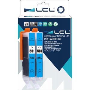 ERYI-Cartouche D'Encre Compatible Cli-581 C Cli-581 Xl C Cli-581 Xxl C 1995C001 12.5 Ml (2Cyan) Remplacement Pour Canon Pixma Tr7550 Tr8550 Ts6150 Ts6151 Ts6250 Ts8150 Ts8151 Ts8152 Ts9150 Ts9155 - Neuf