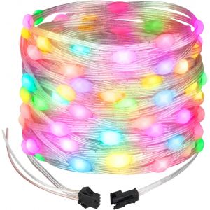 KAL-Guirlande Lumineuse Led Pour Sapin De Noël Halloween Rgb + Ic 5M 50Leds Étanche Couleur De Rêve Adressable Pour Décoration De Fête De Mariage 12V (Fil Transparent) - Neuf