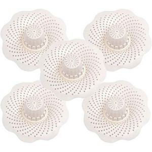 5 Pièces Couvercles de Drain de Douche(Blanc) Crépine Drain Stopper Bouchon de vidange Crépine Panier de Crépine Filtre d'Évier Douche Drain Attrape-Cheveux Filtre - Neuf