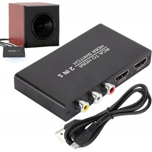Convertisseur AV vers HD|Commutateurs audio HD 1080p/30 Hz noir|Adaptateur composite vers HD,câble USB inclus,1 sortie AV in 2 HD pour améliorer votre HDTV Home Cinéma - Neuf