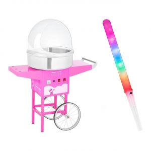 Kit machine barbe à papa avec chariot coupole de protection et bâtonnets lumineux 52 cm 1 200 watts rose Helloshop26 14_0000218 - Neuf