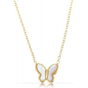Kal-Collier Pour Femme Fabriqué Par Nami - Or Ou Argent - Avec Pendentif En Nacre - Étoile Et Lune - En Acier Inoxydable Chirurgical Hypoallergénique - Étanche - Bijou D'amitié - Neuf