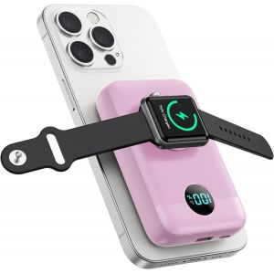 Hui-Batterie Externe Magnétique Sans Fil,10800mah Usb C Power Bank Pour Magsafe,Qc4.0+Pd 22,5w Charge Rapide Chargeur Externe Portable Avec Écran Lcd Pour Apple Watch/Iphone 16/15/14/13/12 Séries (Ro - Neuf