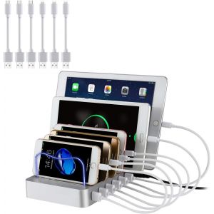 Station De Charge Usb Pour Plusieurs Appareils - 6 Ports - Station De Charge Usb - Station D'Accueil Et Organ Ur Pour Smartphone,Tablette,Mp4 Et Autres Appareils Compatibles Usb - 6 Câbles - Neuf