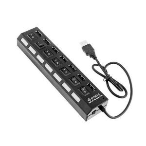 Hub USB 2.0 4/7 ports avec interrupteur marche/arr&ecirc;t, vitesse de transfert de donn&eacute;es de 480 Mbit/s - Neuf