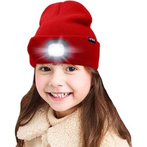Enfants Led Casquette De Bonnet &Eacute;clair&eacute;e,Lampe Frontale Rechargeable Par Usb Chapeaux De Nuit En Tricot D'hiver Plus Chauds Lumi&egrave;re Cadeaux No&euml;l Pour Gar&ccedil;ons Filles.[F105] - Neuf